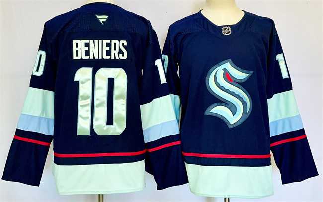 Men%27s Seattle Kraken #10 Matty Beniers Navy 2024-25 Home Stitched Hockey Jersey->toronto maple leafs->NHL Jersey